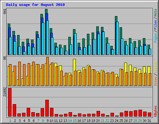 Daily usage for August 2010