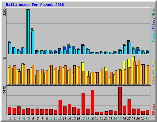 Daily usage for August 2013