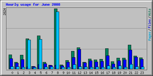 Hourly usage for June 2008