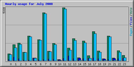 Hourly usage for July 2008