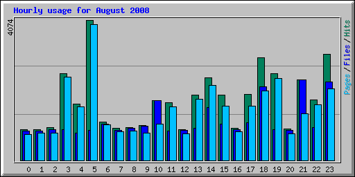 Hourly usage for August 2008