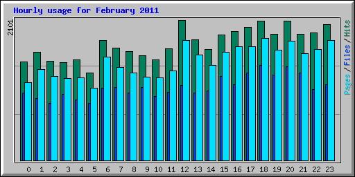 Hourly usage for February 2011