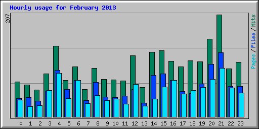 Hourly usage for February 2013